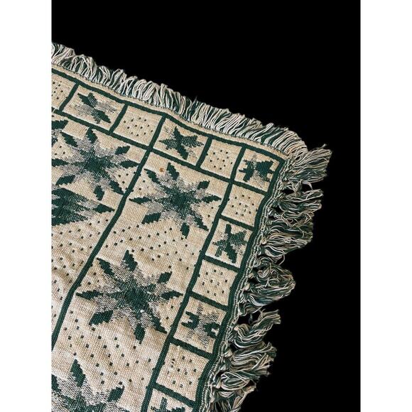 Green White Rug Scatter Dhurrie Star Quilt Pattern Amish Country Look 22"x38" - Picture 4 of 12